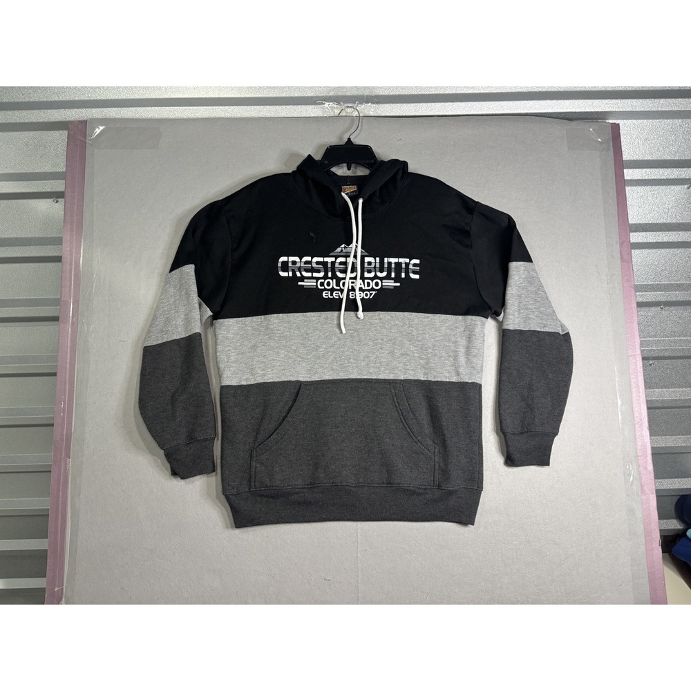 Tipsy Crested Butte Colorado Pullover Hoodie Unisex M Black/Gray